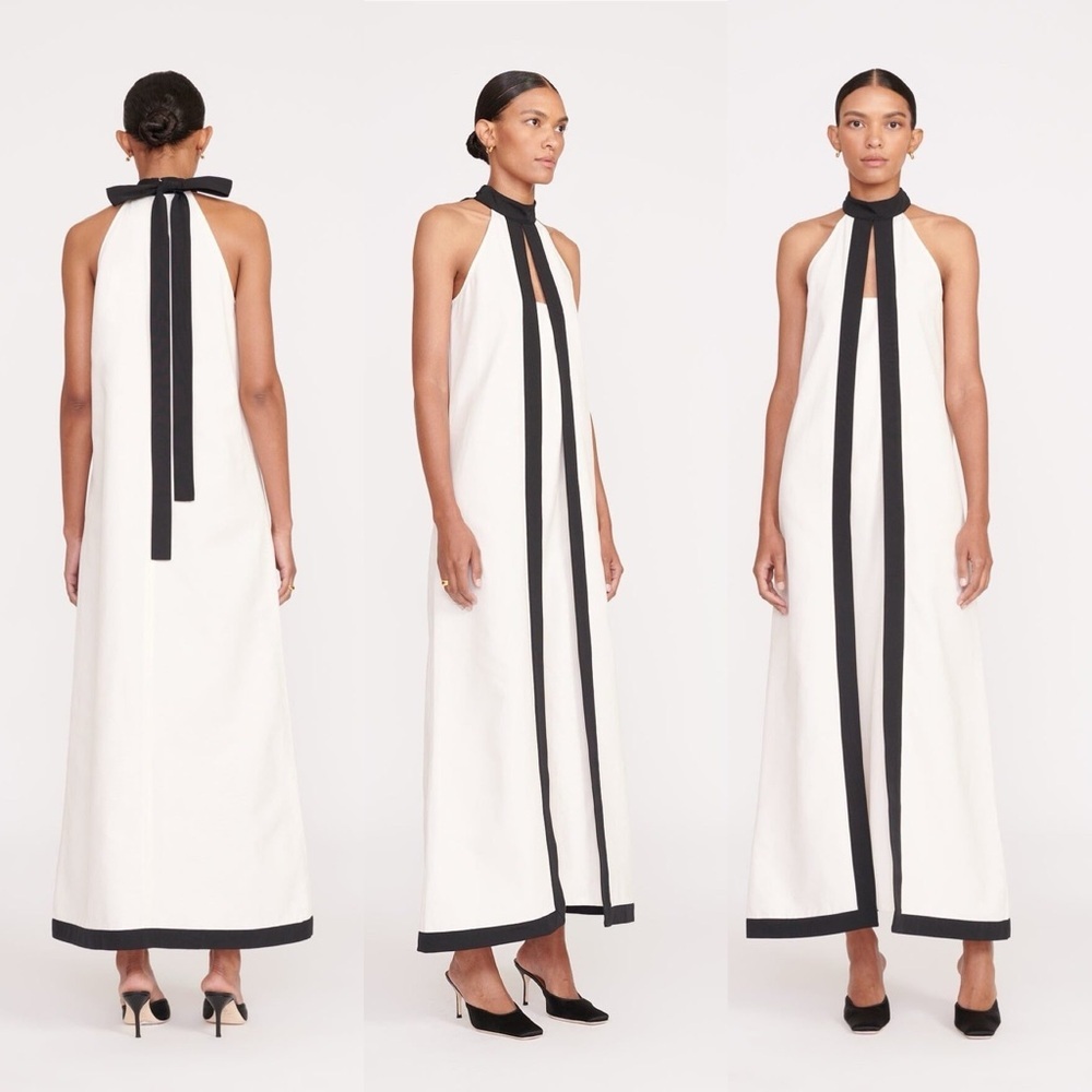Staud Wright Halterneck Dress in Ecru and Black Size Small. Worn once. - Picture 4 of 15